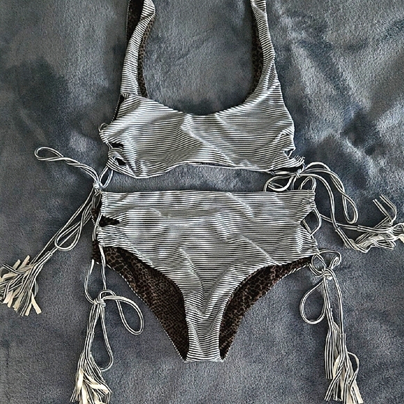 acacia swimwear Other - Acacia Striped Blue and White Bikini Set